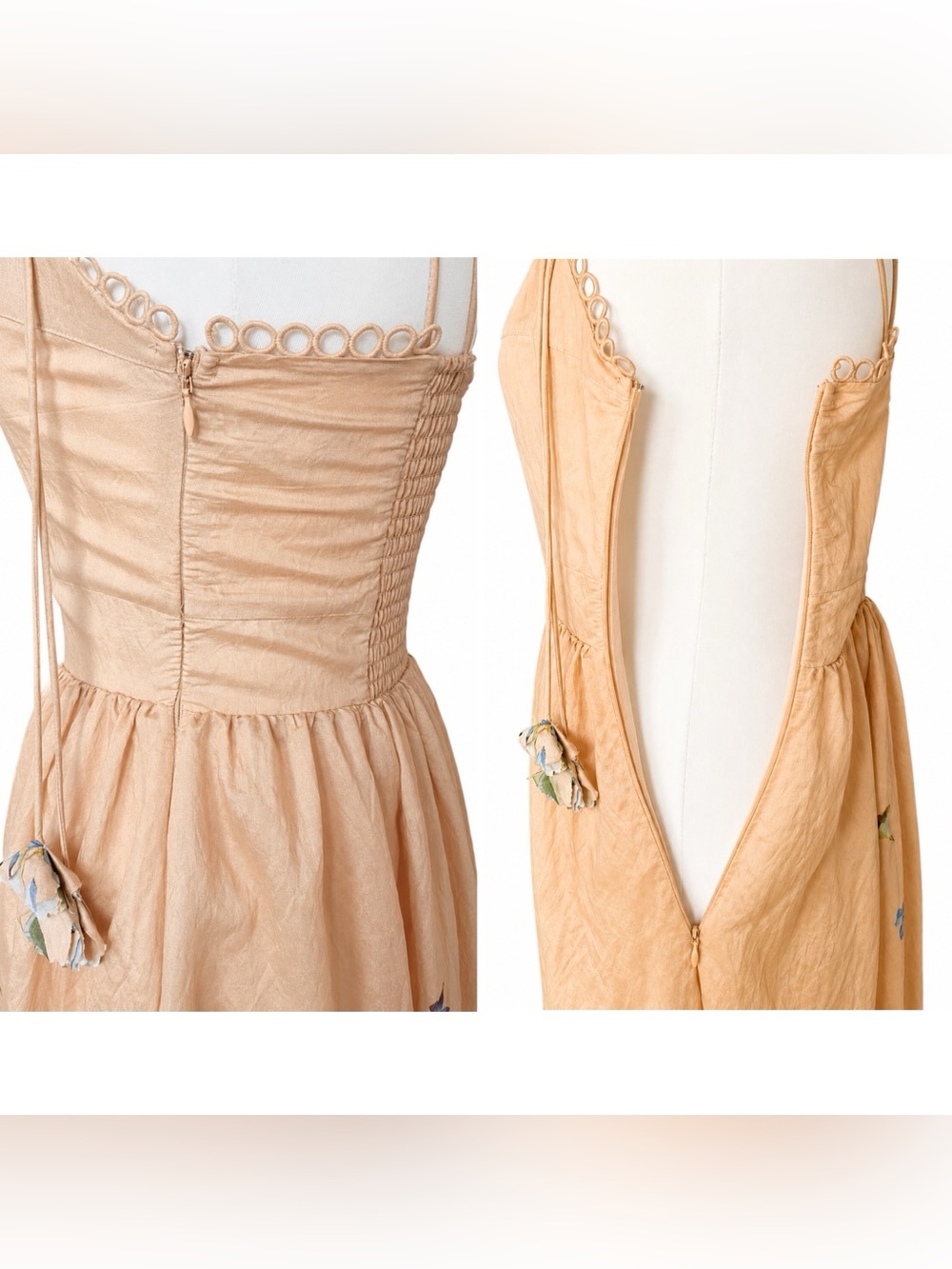 En Saison Peach Floral Corset Midi Dress Cottagecore Fairycore Romantic XS - Picture 13 of 16